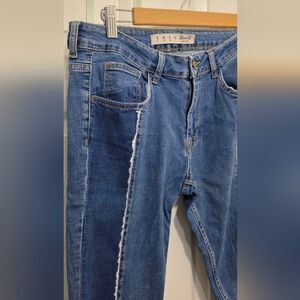 Skinny jeans uneven frayed hem sz 8